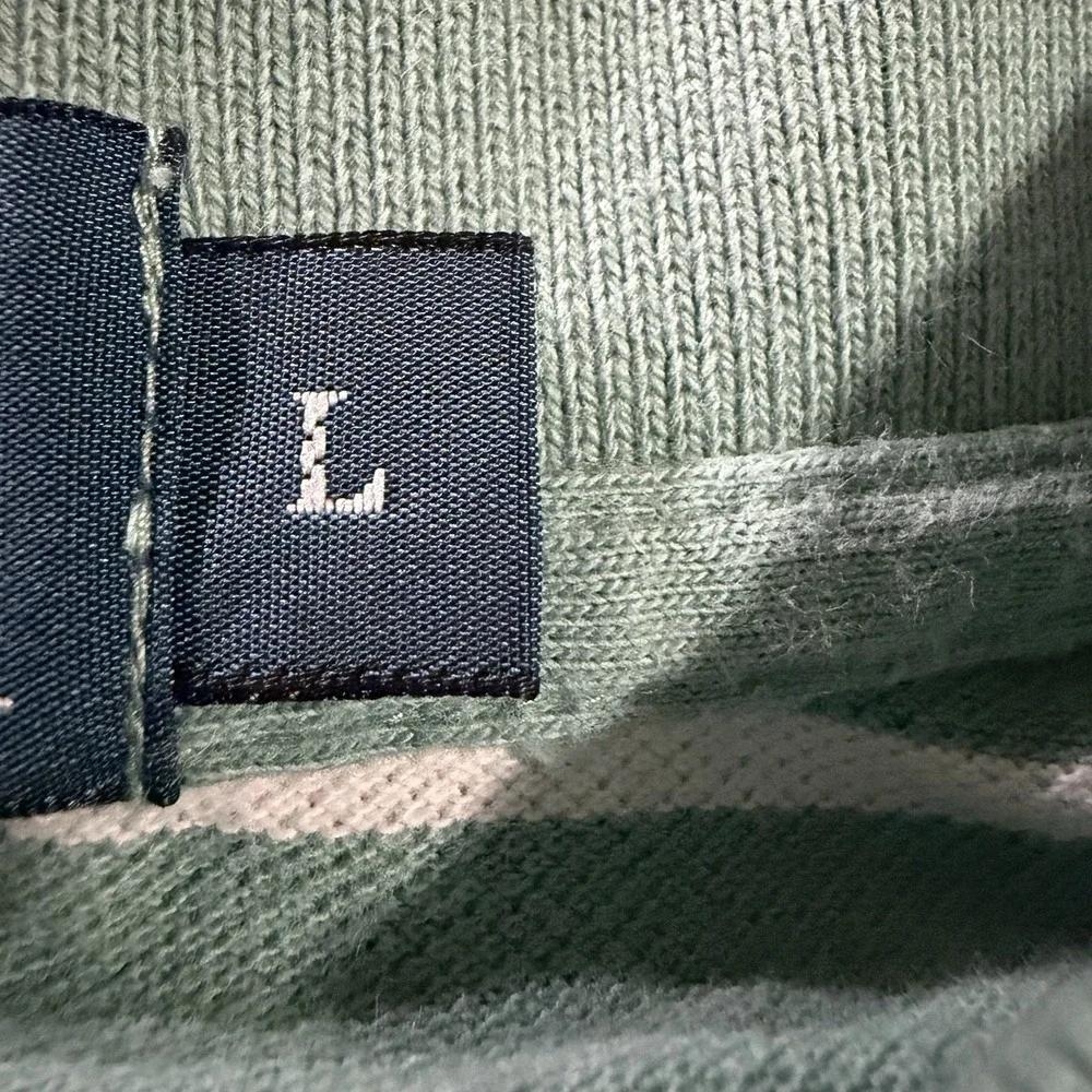 Vintage Polo Ralph Lauren Knit Polo‎ Shirt Green White Striped Men's Size L